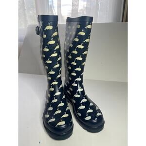 Chooka navy/white whale rain boots size 6 Look unworn